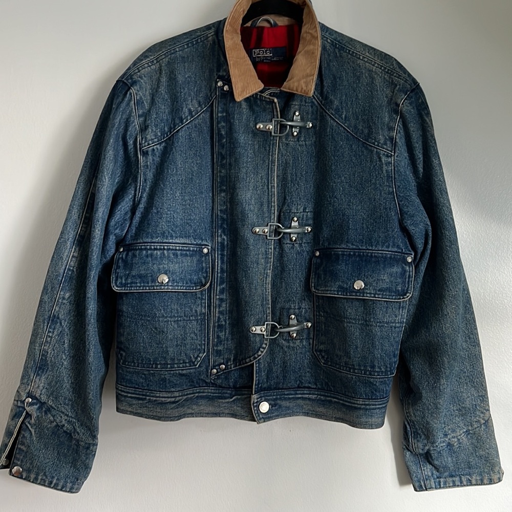 RARE Vintage Polo by Ralph Lauren Fireman clasp Denim Jacket | Men's Large